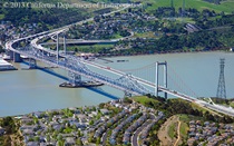 Aerial view of the Carquinez Bridge looking southward towards Contra Costa County