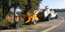 Caltrans maintenance workers perform vegetation management work on westbound Interstate 80 in Vallejo on August 23, 2026.