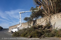 Caltrans maintenance workers perform vegetation management work during the closure of westbound Interstate 80 in Vallejo on August 23, 2026.