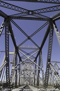 Steel trusses on the eastern span of the Carquinez Bridge. 
