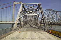 Looking northward on the eastern span of the Carquinez Bridge.