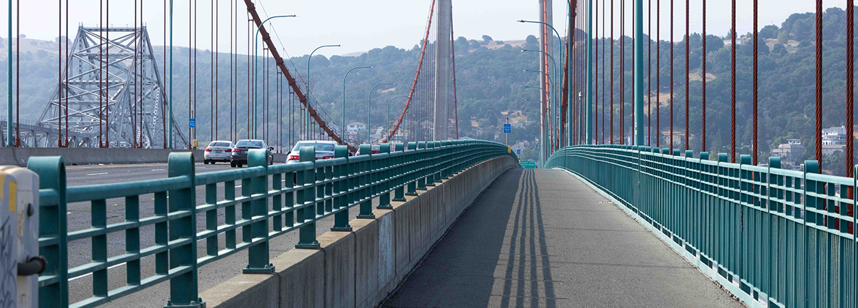 The bicycle and pedestrian pathway on the western span of the Carquinez Bridge.