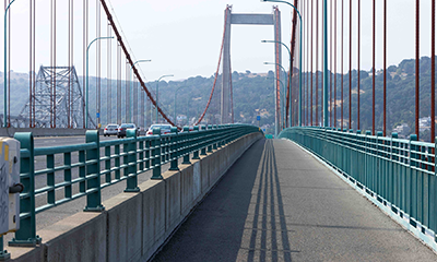 The bicycle and pedestrian pathway on the western span of the Carquinez Bridge.