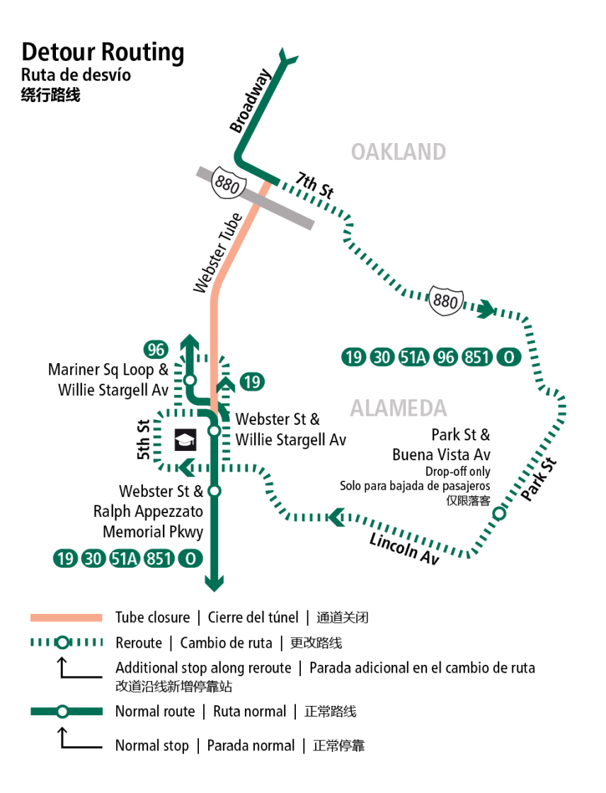 Oakland Alameda Access Project Detour Routing Map