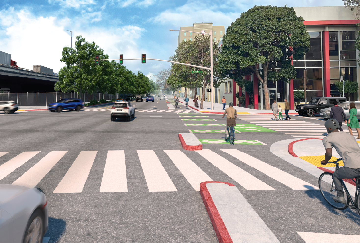 Oakland Alameda Access Project image rendering of 6th and Webster Streets after completion.