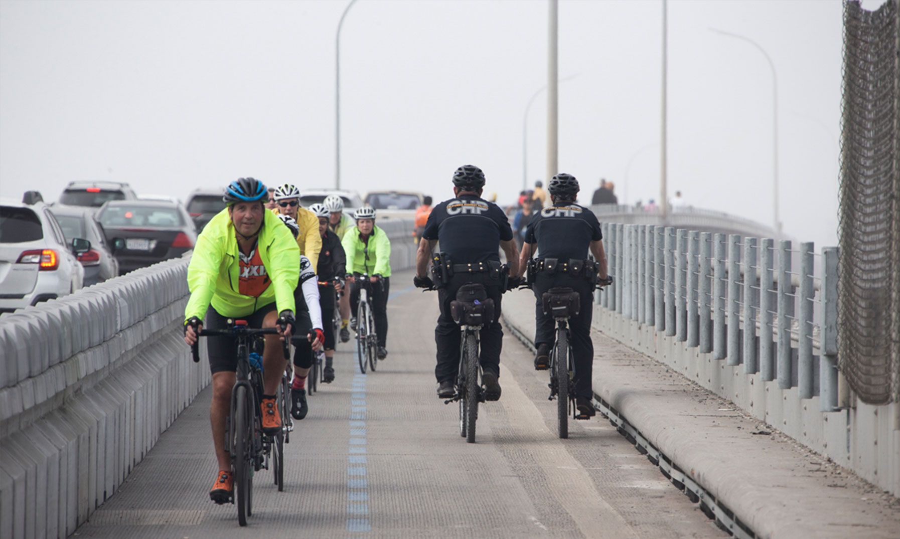 Bicyclists on Richmond-San Rafael Bridge bike path.