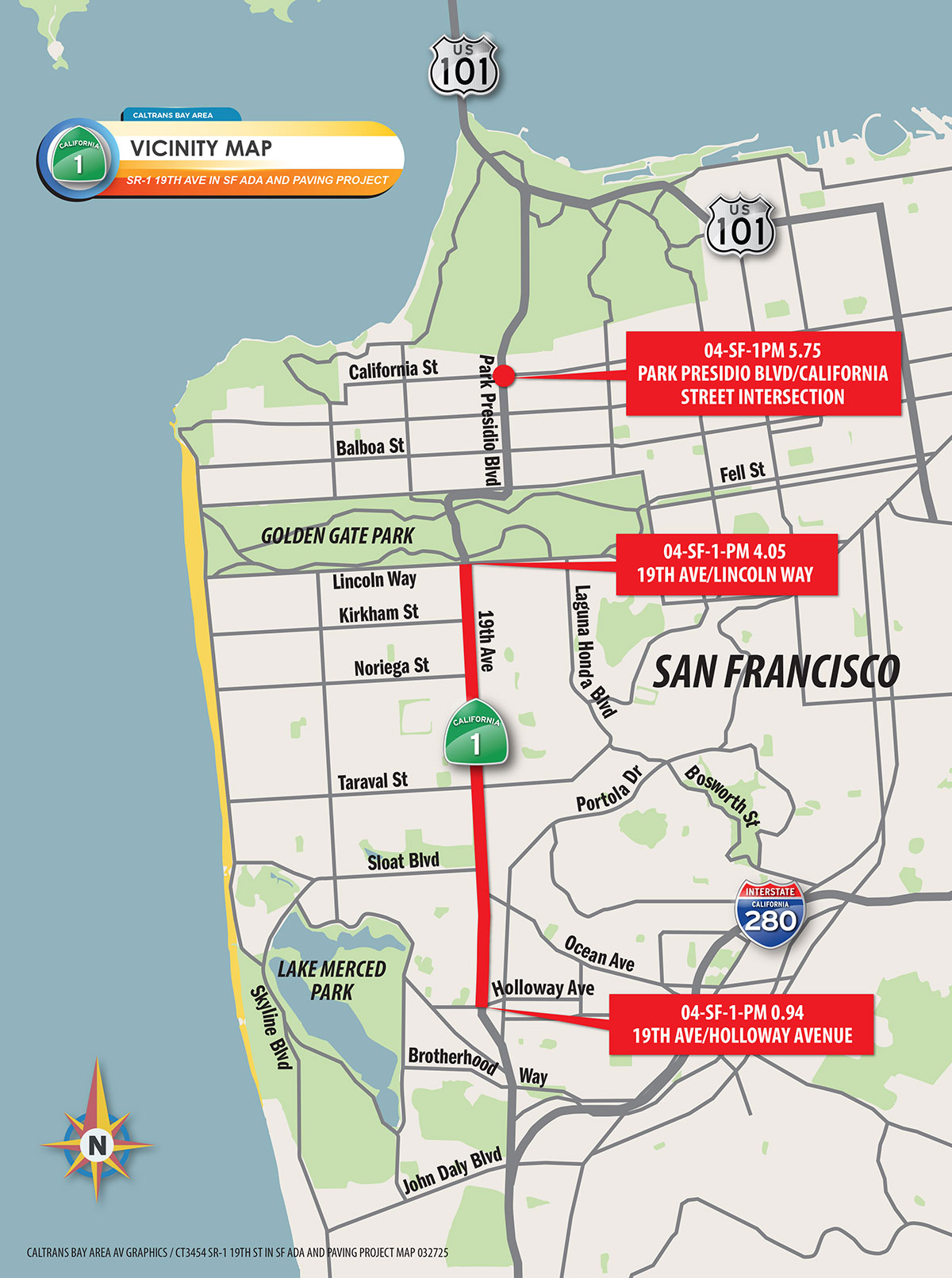 Map of 19th Avenue Paving and Rehabilitation Project