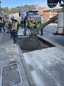 Caltrans pouring concrete as work continues on the19th Avenue Paving and Rehabilitation project.