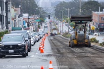 Cars traveling on 19th Avenue (State Route 1) as Caltrans is resurfacing the existing asphalt pavement on Northbound 19th Avenue from Sloat Boulevard to Lincoln Way as work continues on the19th Avenue Paving and Rehabilitation project.