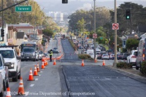 Cars traveling on 19th Avenue (State Route 1) as Caltrans is resurfacing the existing asphalt pavement on Northbound 19th Avenue from Sloat Boulevard to Lincoln Way as work continues on the19th Avenue Paving and Rehabilitation project.