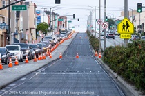 Cars traveling on 19th Avenue (State Route 1) as Caltrans is resurfacing the existing asphalt pavement on Northbound 19th Avenue from Sloat Boulevard to Lincoln Way as work continues on the19th Avenue Paving and Rehabilitation project.
