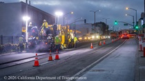Caltrans using heavy equipment to resurface the existing asphalt pavement on Northbound 19th Avenue from Sloat Boulevard to Lincoln Way as work continues on the 19th Avenue Paving and Rehabilitation project.