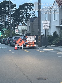Detour and road closure sign for the paving work on Northbound 19th Avenue from Sloat Boulevard to Lincoln Way as work continues on the 19th Avenue Paving and Rehabilitation project.