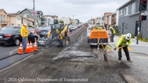 Cars traveling on 19th Avenue (State Route 1) as Caltrans is resurfacing the second lane to replace the  existing asphalt pavement on Northbound 19th Avenue from Sloat Boulevard to Lincoln Way as work continues on the19th Avenue Paving and Rehabilitation project.