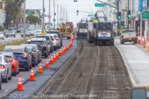 Cars traveling on newly resurfaced asphalt roadway on19th Avenue (State Route 1) as Caltrans is resurfacing the second lane on Northbound 19th Avenue from Sloat Boulevard to Lincoln Way as work continues on the19th Avenue Paving and Rehabilitation project.