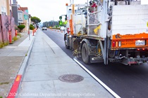 Caltrans is finishing up resurfacing and now striping the new asphalt pavement on Northbound 19th Avenue from Sloat Boulevard to Lincoln Way as work continues on the 19th Avenue Paving and Rehabilitation project.