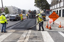 Caltrans crew repaves the middle lane on southbound 19th Avenue (State Route 1) as part of the 19th Avenue Paving and Rehabilitation Project on May 9, 2026.