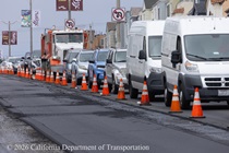 Cars traveling on 19th Avenue (State Route 1) where Caltrans is resurfacing the roadway on southbound 19th Avenue as part of the 19th Avenue Paving and Rehabilitation Project on May 9, 2026.