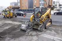 Heavy equipment used by Caltrans to prepare and resurface the existing asphalt pavement on Southbound 19th Avenue at Quintara Street as work continues on the second of three weekend closures for 19th Avenue (State Route 1) Rehabilitation Project in City of San Francisco.