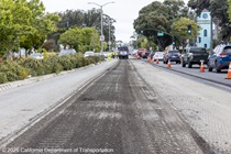 Cars traveling on 19th Avenue (State Route 1) as Caltrans is resurfacing the existing asphalt pavement on Southbound/Northbound 19th Avenue from Sloat Boulevard to Holloway Avenue as work continues on the third of three weekend closures for the 19th Avenue Rehabilitation Project.