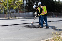 Caltrans workers prepping the surface of the asphalt on Southbound/Northbound 19th Avenue from Sloat Boulevard to Holloway Avenue as work continues on the third of three weekend closures for the 19th Avenue Rehabilitation Project.