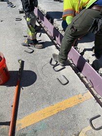 Caltrans crews doing demolishing, rebar and forming work to support necessary connector joint work needed on the ramp structure connector ramp from the U.S. 101 SB Central 101 to the U.S. SB 101 on Friday, October 3, 2026.