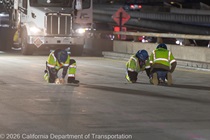 Caltrans crews preparing the surface for the polyester overlay on the WB I-80 Bayshore Freeway on October 23, 2026. The purpose of this closure is to perform the polyester overlay of the Bayshore viaduct between 4th street and the I-80/US-101 interchange.