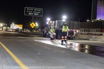 Caltrans crews preparing the surface for the polyester overlay near the Ninth Street and Civic Center Exit on the WB I-80 Bayshore Freeway on October 23, 2026. The purpose of this closure is to perform the polyester overlay of the Bayshore viaduct between 4th street and the I-80/US-101 interchange.