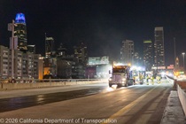 Caltrans crews preparing the surface for the polyester overlay on the WB I-80 Bayshore Freeway on October 23, 2026. The purpose of this closure is to perform the polyester overlay of the Bayshore viaduct between 4th street and the I-80/US-101 interchange.