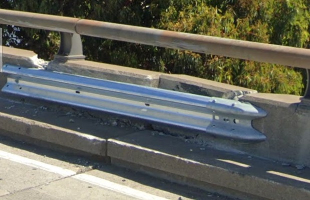 Temporary repair on damaged concrete barrier on northbound 101.