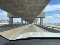 Northbound Interstate 280 (NB 280) as Caltrans crews does traffic control as part of the I-280 Rehabilitation and Pedestrian Overcrossing Project that involves installing a polyester concrete deck overlay to improve long‑term pavement durability and ride quality on Friday, October 4, 2026.