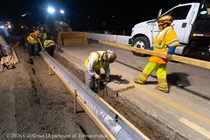 Caltrans crews prepare for the construction of a new median barrier as part of the US 101 Hospital Curve Rehabilitation Project on March 13, 2026.