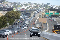 Caltrans  has closed the two fast lanes in each direction of US 101 in San Francisco as part of the San Francisco US-101 (Hospital Curve) Rehabilitation project.
