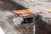 The old median barrier was removed as part of the San Francisco US-101 (Hospital Curve) Rehabilitation project.