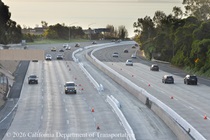 Traffic flows on either side of the construction zone for the new median on US 101 on March 15, 2026.