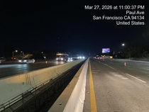 Cars traveling on US 101 as Caltrans prepare the site for the construction of a new median barrier near Paul Ave. as part of the US 101 Hospital Curve Rehabilitation Project on March 27, 2026.