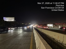 Cars traveling on US 101 as Caltrans prepare the site for the construction of a new median barrier near Paul Ave. as part of the US 101 Hospital Curve Rehabilitation Project on March 27, 2026.