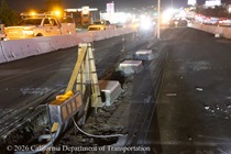 Caltrans crews prepare the site for the construction of a new median barrier as part of the US 101 Hospital Curve Rehabilitation Project on March 27, 2026.