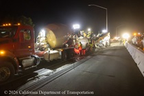 Caltrans uses heavy equipment to prepare the site for the construction of a new median barrier as part of the US 101 Hospital Curve Rehabilitation Project on March 27, 2026.