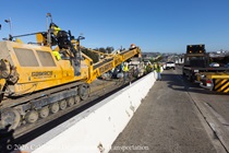 Caltrans uses heavy equipment for the construction of a new median barrier as part of the US 101 Hospital Curve Rehabilitation Project on March 28, 2026.