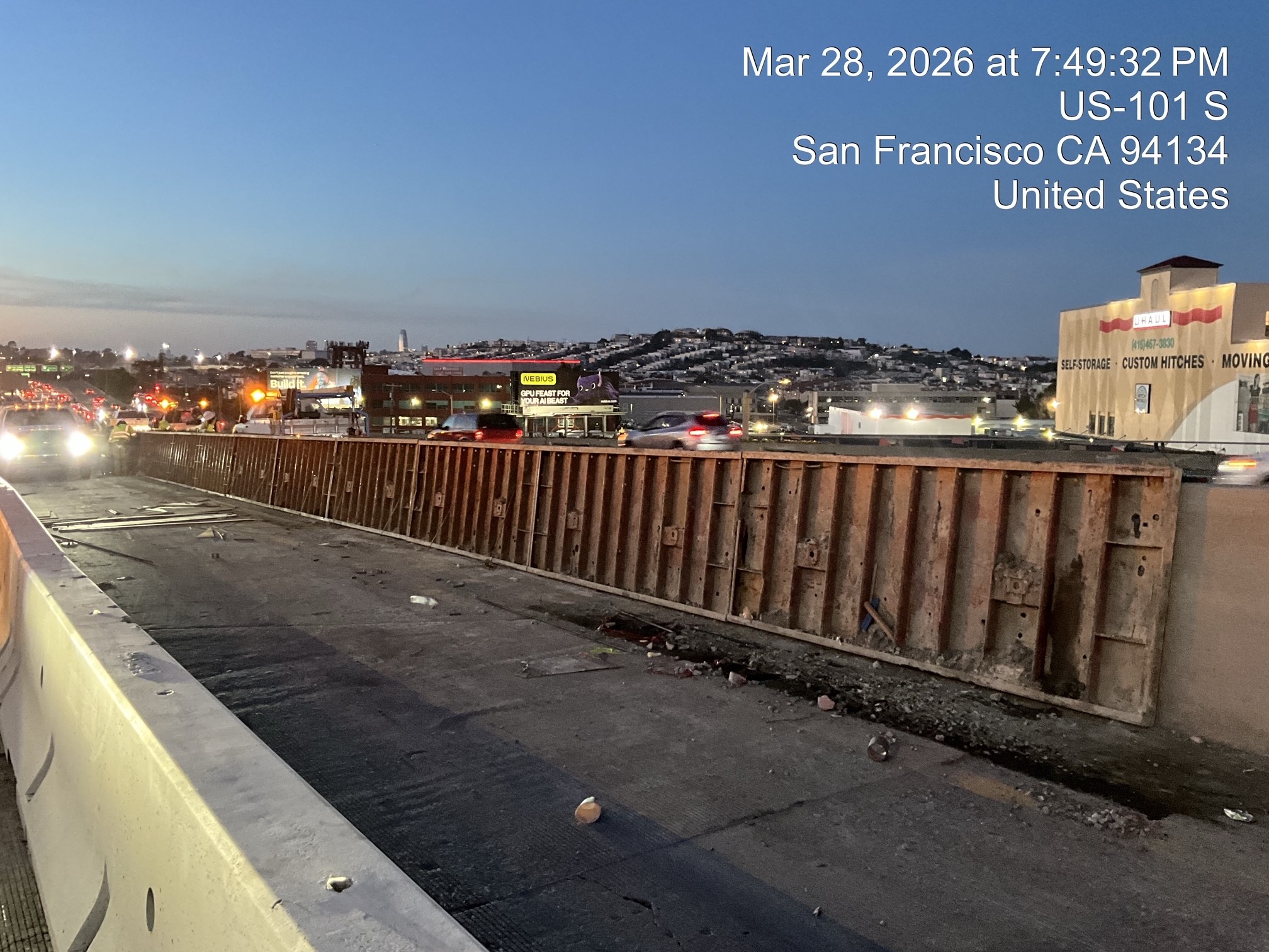 Part of the new median barrier Caltrans is constructing as part of the US 101 Hospital Curve Rehabilitation Project on March 28, 2026.