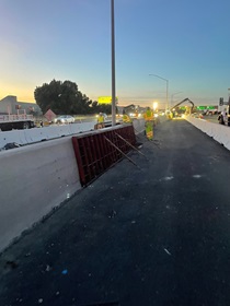 Caltrans working on a section of the new median barrier as part of the US 101 Hospital Curve Rehabilitation Project on March 29, 2026.