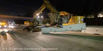 Caltrans moving a median barrier as work continues on northbound U.S. 101 Bayshore Freeway (Hospital Curve) in San Francisco on September 4, 2026.