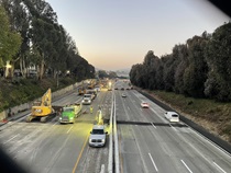 Caltrans removing old pavement on northbound U.S. 101 Bayshore Freeway (Hospital Curve) in San Francisco on September 5, 2026.