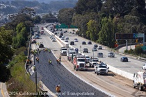 Caltrans crews preparing the surface to replace concrete pavement panels on northbound U.S. 101 Bayshore Freeway (Hospital Curve) in San Francisco on September 5, 2026.