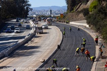 Caltrans workers preparing the site to pour new concrete pavement on northbound U.S. 101 Bayshore Freeway (Hospital Curve) in San Francisco on September 5, 2026.