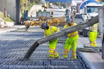 Caltrans crew pouring new concrete on northbound U.S. 101 Bayshore Freeway (Hospital Curve) in San Francisco on September 5, 2026.
