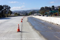 Newly poured concrete pavement on northbound U.S. 101 Bayshore Freeway (Hospital Curve) in San Francisco on September 6, 2026.