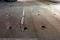Crews work along U.S. 101 near Hospital Curve during a full highway closure for road rehabilitation in the city of San Francisco on the night of September 18, 2026.