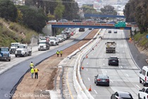 Caltrans crew works to repave lanes 1 and 2 of northbound US-101 in San Francisco near Hospital Curve on Saturday, September 19, 2026.